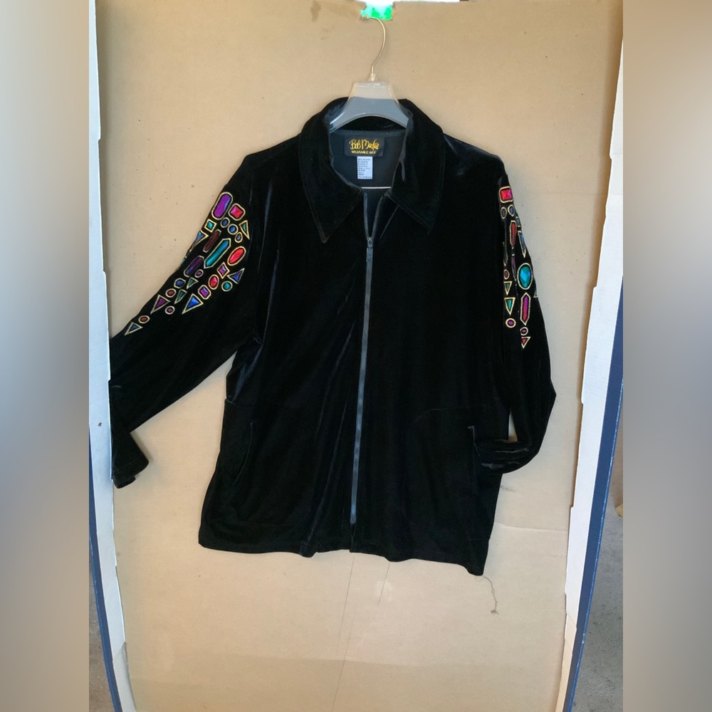VINTAGE BOB MACKIE VELOUR BOMBER JACKET.